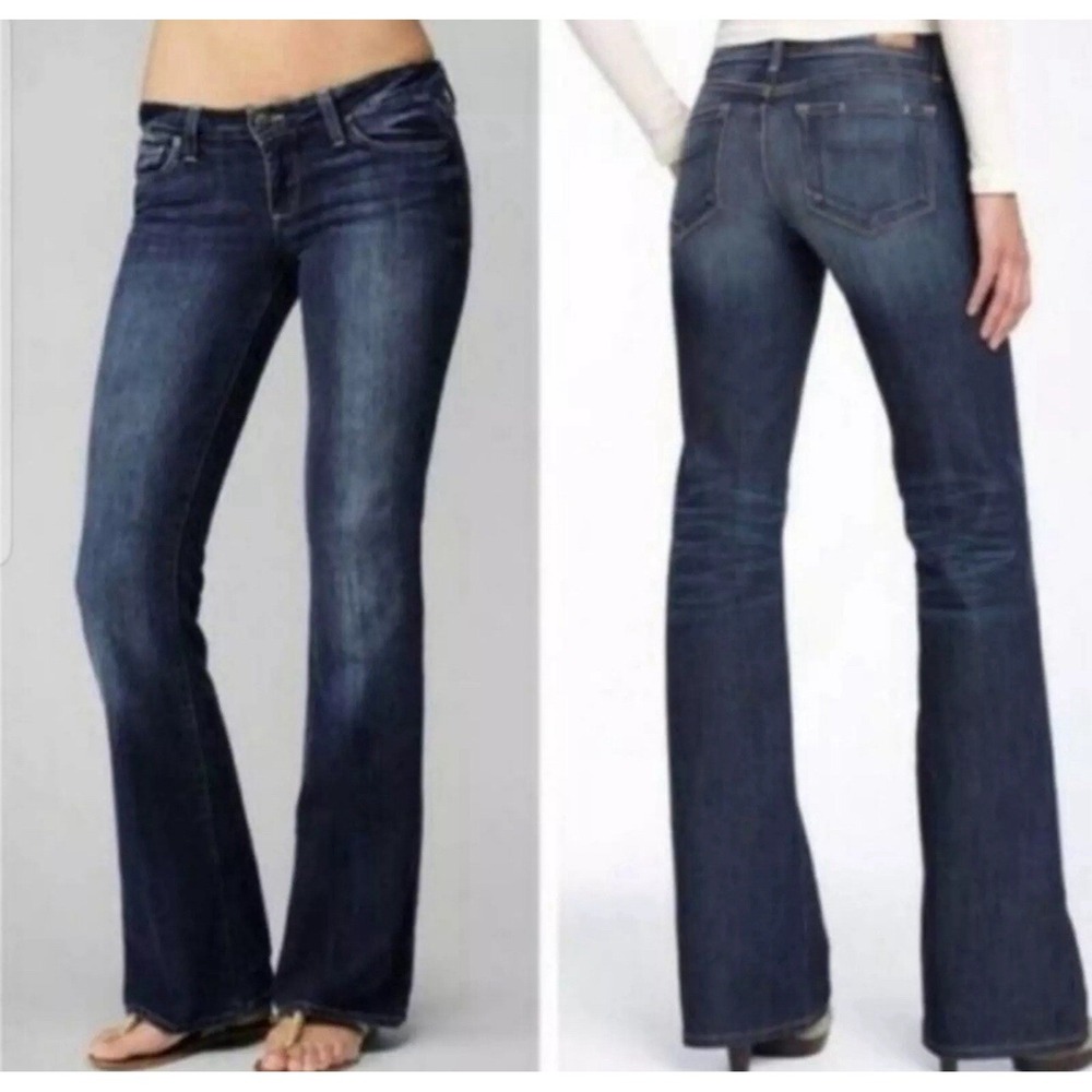 PAIGE Womens Laurel Canyon Blue Jeans Low Rise Boot Cut Dark Wash Size 30 X 33.5